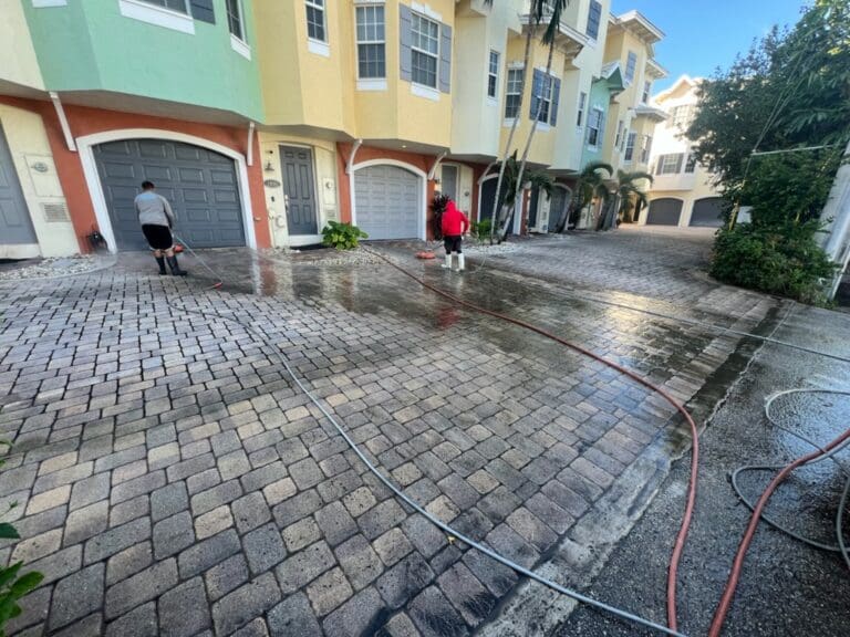 Driveway after professional pressure cleaning