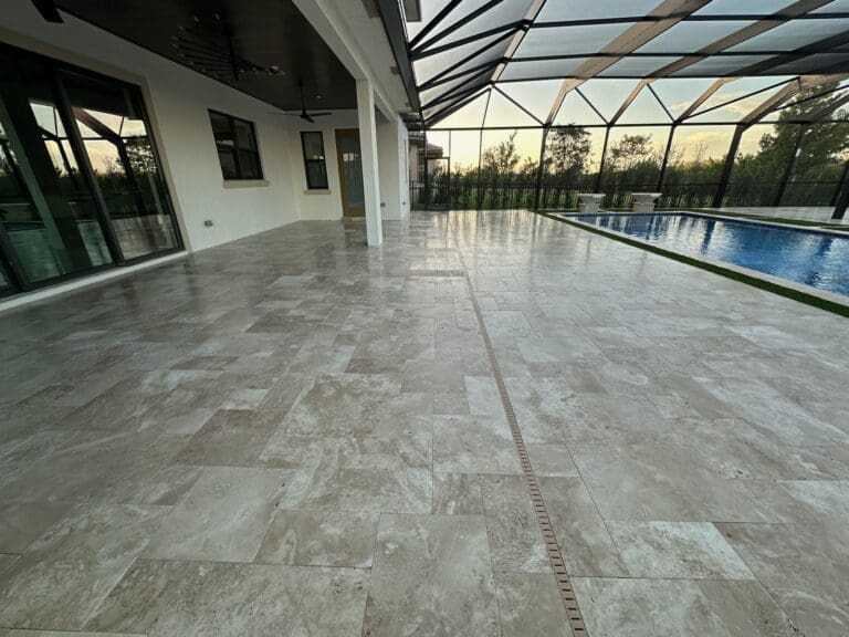Pool deck and screen enclosure after cleaning