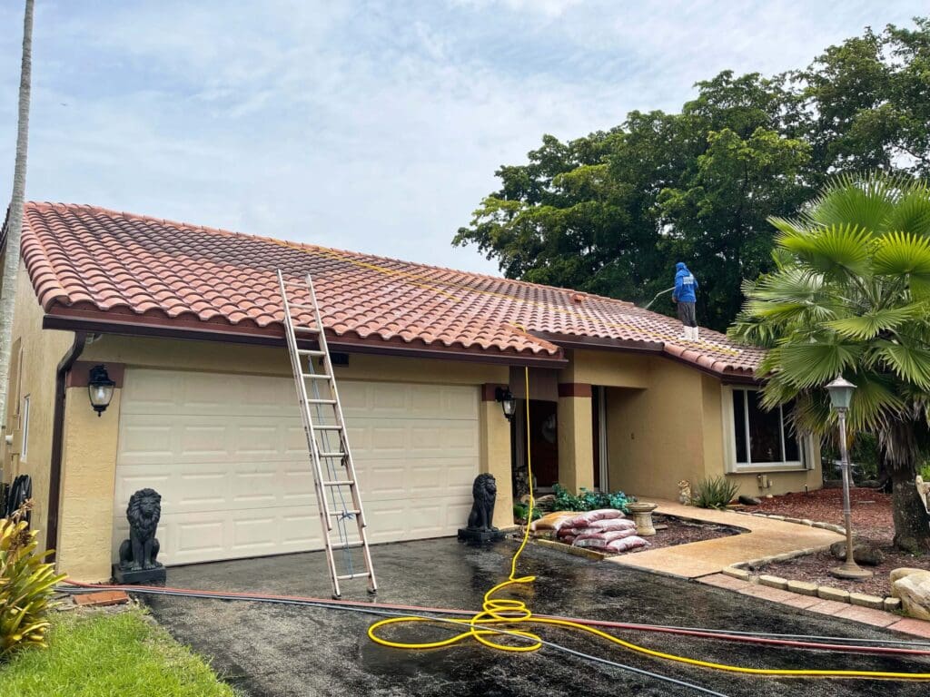Clean South Florida home exterior after pressure cleaning
