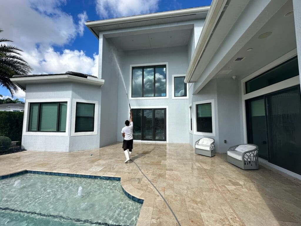 Clean South Florida home exterior after pressure cleaning